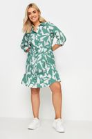 yours vestido mini camisero verde y blanco estampado mujer curvy y tallas grandes yours