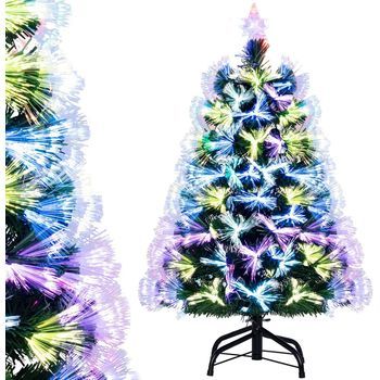 Árbol De Navidad De Fibra Óptica 90cm, Costway Arbol De Navidad Con Luces Incorporadas
