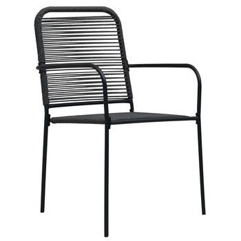 Pack 2 Uds Sillas De Jardín | Silla De Exterior | Sillón Cuerda De Algodón Y Acero Negro
