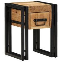 vidaxl mesa auxiliar con cajon 30 x 30 x 40 cm madera de mango maciza