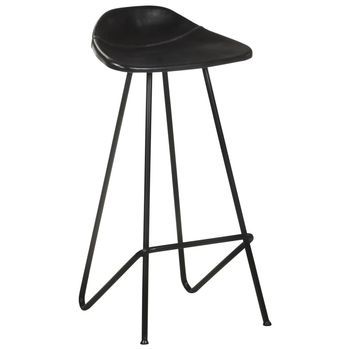 Pack 4 Uds Taburetes De Bar | Taburete De Cocina | Taburete Alto Cuero Auténtico Negro
