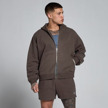 Sudadera con capucha oversize Lift de felpa francesa con cremallera de dos vías para hombre de MP - Chocolate - S