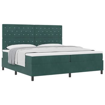 Cama Tapizada 203x200x128 Cm Madera Tratada, Madera Maciza De Pino - Verde
