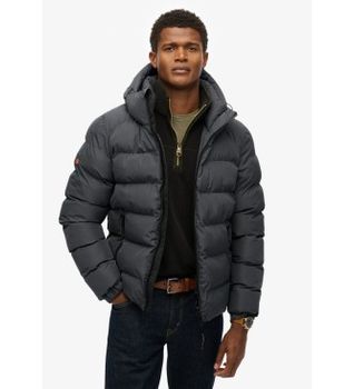Superdry para hombre. M5011905A Chaqueta acolchada Hooded Sports negro (S), Casual, Poliéster
