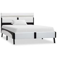 cama individual  estructura cama con led cuero sintetico blanco negro 90x200 cm cfw66008