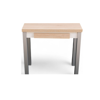 Mesa De Cocina Extensible Libro Ágatha Fabricada Artesanalmente Con Melamina Roble Y Blanca Gsmesas (80x40/80x75cm)