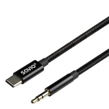 Cable de audio Savio CL-187 USB-C a 3,5 mm 1 m Negro