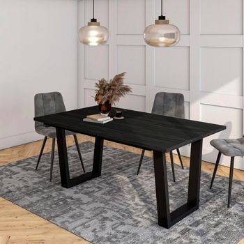 Mesa comedor efecto madera negro 167x90x74cm