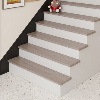 Set De 2 Revestimientos De Escalera Bunschoten Pvc 120x32x4,6cm - Gris Ceniza [neu.holz]