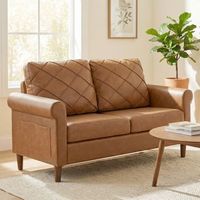 sofa de 2 plazas de cuero sintetico homcom 134x71x82 cm-marron