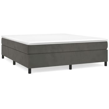 Cama Tapizada 203x180x35 Cm Terciopelo - Gris