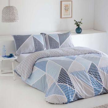 Funda Nordica Reversible Geka Algodón Poliéster Azul 280 X 240 Cama De 200