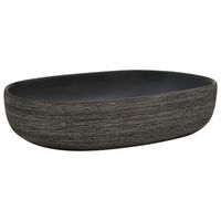 lavabo de bano moderno  lavabo sobre encimera ovalado ceramica gris y negro 59x40x14 cm