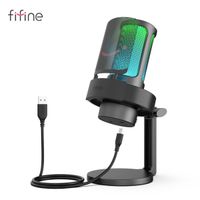fifine-microfono usb para grabar y transmitir en pc y mac salida de auriculares y boton de silencio tactil microfono con 3 modos rgb-a8