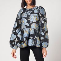 stine goya womens jenny organza top - flower foliage gold - m