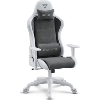 SENSE7 Spellcaster FUKU PU Silla Gaming Ergonómico Ajustable Soporte Lumbar Blanca/Gris