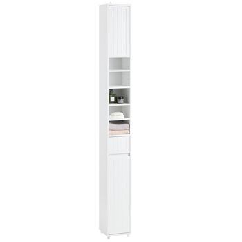 Mueble Columna De Baño Armario Para Baño Alto Estanterías De Baño Con 5 Estantes Abiertos 2 Puertas Y 1 Cajón Blanco 20 X 20 X 180 Cm Bzr160-w Sobuy Es
