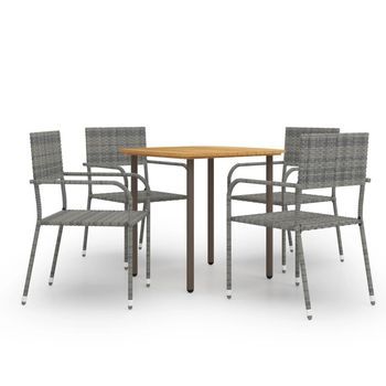 Set Comedor Jardín 5 Pzas Ratán Sintético Gris Antracita Vidaxl