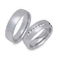 anillos de boda de acero inoxidable mate juego de piedras 6mm
