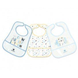 Set de baberos de rizo y EVA con recogemigas 3 uds Arty Azul