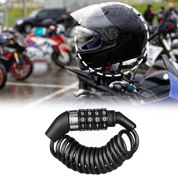Cadenas antirrobo para motocicletas y bicicletas, combinación de contraseña de 4 dígitos, candado portátil para casco, candado de cable, cable de acero resistente.