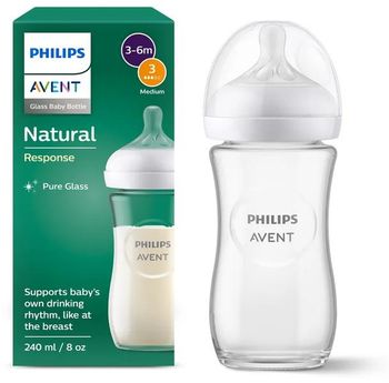 Philips Avent SCY933/01 Biberón Natural Response Cristal Tetina 3 Flujo Medio 240 ml