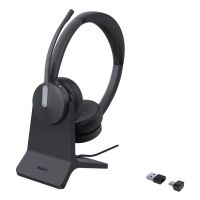 auriculares yealink bh70 dual inalambricos bluetooth con cancelacion de ruido microfono y base de carga negros