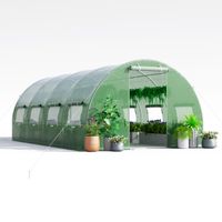 costway invernadero tunel exterior con 10 ventanas enrollables 2 puertas con cremallera carpa de jardin resistente al viento 6 x 3 x 2 m verde