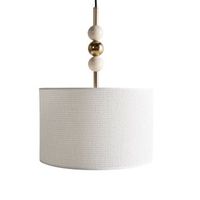 lampara colgante de metal con pantalla cilindrica de tela estilo moderno de mediados de siglo latonbeige loky