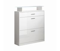 recibidor zapatero entrada pasillo blanco 89x24x105 2 puertas 1 cajon led paola muebles bonitos
