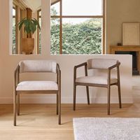lote de 2 sillas de madera maciza y tejido con textura beige chine