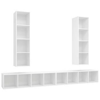 Muebles De Salón De Pared 4 Uds | Mueble Tv Madera De Ingeniería Blanco Cfw43119