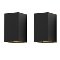 derex - aplique de pared de metal color negro 10 cm set de 2