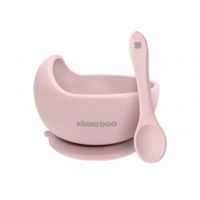 cuenco de silicona con ventosa y cuchara yummy rosa
