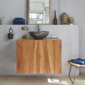 Mueble de lavabo de teca maciza 80 cm