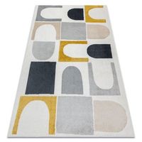 alfombra fusion 0213 blanco  amarillo - geometrica moderna abstrac 200x290 cm