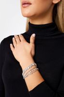 juego 5 pulseras plateadas con cristal brillo