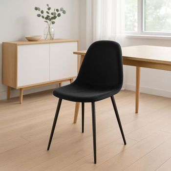 Silla con patas de metal y asiento en terciopelo negro