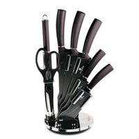 juego cuchillos cocina profesional hoja acero inoxidable cocinero cebollero santoku tijeras gris  berlinger haus carbon pro