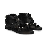 as98 sandalias planas mujer - negro talla 37