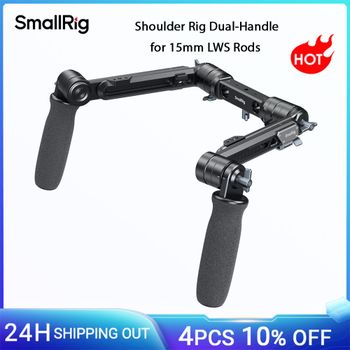 Plataforma de hombro SmallRig con doble mango para varillas LWS de 15 mm con orificios de localización de 1/4 