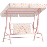 aiyaplay columpio de jardin exterior para ninos de 3 anos con toldo ajustable arnes de seguridad 112x75x120 cm rosa