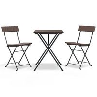 muebles de cafeteria plegables 3 uds  mesa y sillas ratan sintetico marron