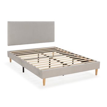 Base Tapizada + Cabecero Bari 150x190 Cm Gris