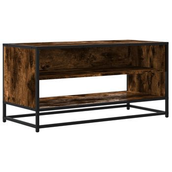 Mueble Tv | Mueble De Salón | Gabinete De Tv Metal Y Madera Ingeniería Roble Humo 91x40x46 Cm