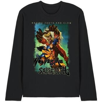 Marvel Camiseta manga larga Wolverine Versus Sabretooth para mujer