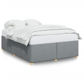 Cama De Matrimonio | Cama De Adulto | Cama Sin Colchón Tela Gris Claro 140x190 Cm