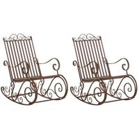 set de 2 mecedoras de hierro smilla metal marron 90x56x94 cm clp
