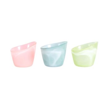 Lote de 3 portavelas decorativos de vidrio rosa y azul d7