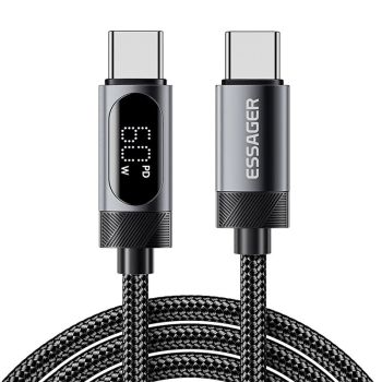 MENSAJE ES-X64 5A PD100W cable de Type-C a Type-C con pantalla digital PD3.0 QC4.0/3.0 FCP carga rápida transmisión de d